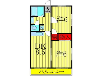若美屋ハイツ(2DK/2階)の間取り写真