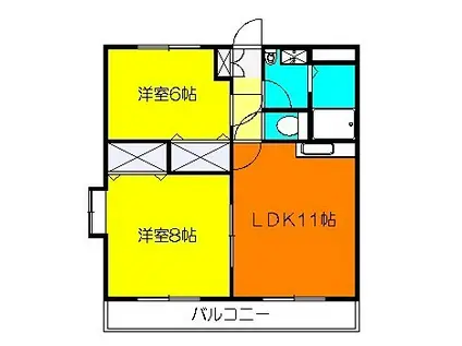 K・グランドソレーユ(2LDK/1階)の間取り写真