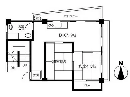 角栄ビル(2DK/4階)の間取り写真