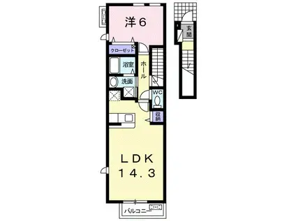 バニヤンツリー(1LDK/2階)の間取り写真