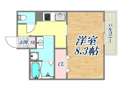 ペルスネージュ岡田(1K/2階)の間取り写真