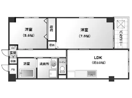 MAISON AKASHI(2LDK/2階)の間取り写真