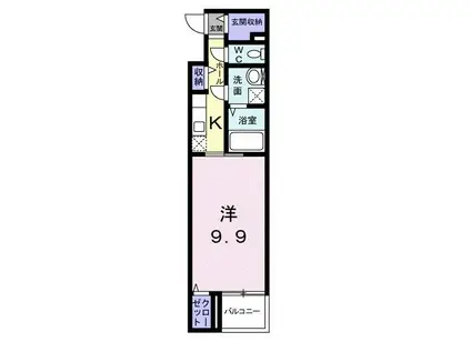 ベルオーブ III(1K/4階)の間取り写真