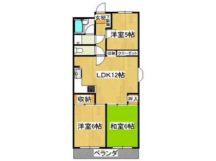 サンシティ西船(3LDK/2階)の間取り写真