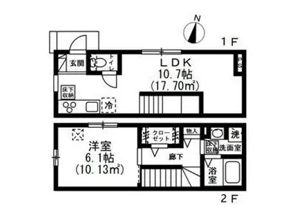 京王線 代田橋駅 徒歩7分 2階建 築3年(1LDK/1階)の間取り写真