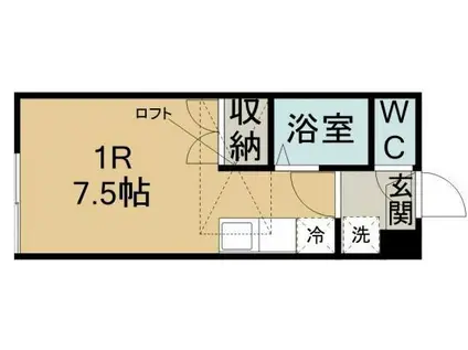 アイショウヴィラ旭ヶ丘IV(ワンルーム/1階)の間取り写真