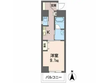 GOLD COURT 楽々園(1K/12階)の間取り写真