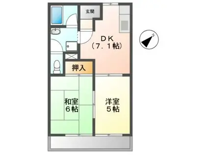 グリーンハイツ鴨田(2DK/1階)の間取り写真