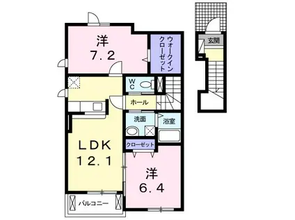 スパーブA(2LDK/2階)の間取り写真