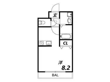 ダイワール武庫川(1K/1階)の間取り写真