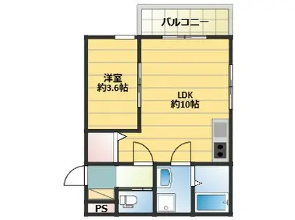 THENOBLES久留米中央町(1LDK/1階)の間取り写真