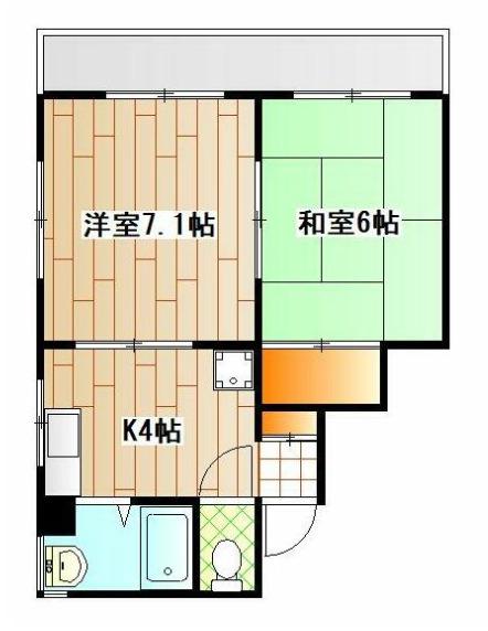 ライジングビルヨシザキ(2K/5階)の間取り写真