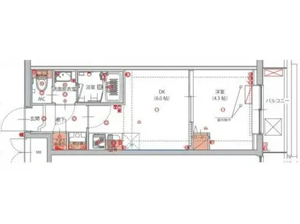 ハーモニーレジデンス東京南砂パークサイド(1DK/2階)の間取り写真