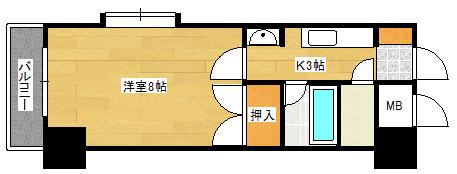 エスポアコーポIII(1K/2階)の間取り写真