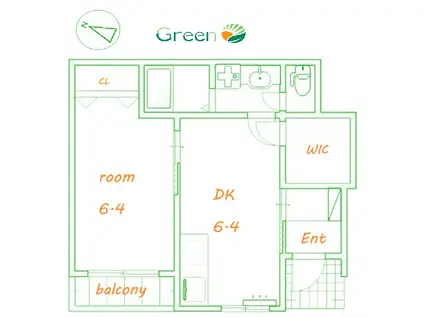 エムズコンフォルト(1DK/1階)の間取り写真