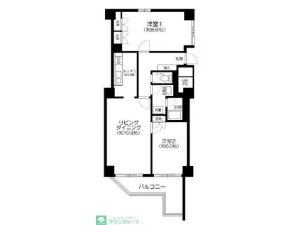 クレール白金台(2LDK/9階)の間取り写真