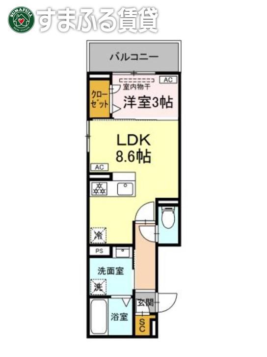 ルナジア(1LDK/3階)の間取り写真