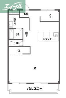 ニューマリッチかわぐちB(ワンルーム/2階)の間取り写真