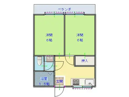 草野ハイツ(2K/2階)の間取り写真