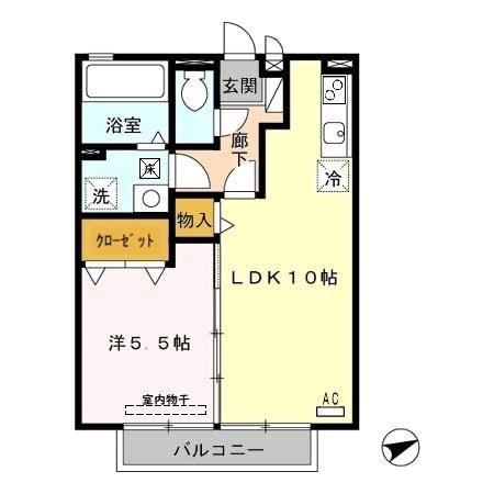 アルペジオ久原B(1LDK/2階)の間取り写真