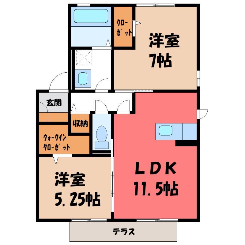 ベルグIII(2LDK/1階)の間取り写真