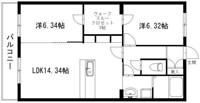 デラパーチェ(2LDK/2階)の間取り写真