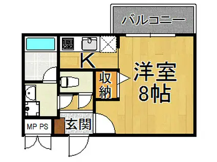 AILE宝塚3(1K/2階)の間取り写真