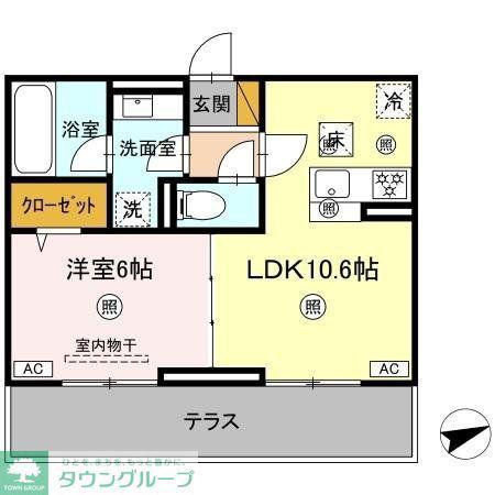 シャンティ(1LDK/1階)の間取り写真