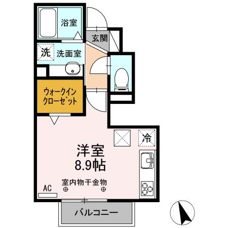 メルベーユ・S(ワンルーム/1階)の間取り写真