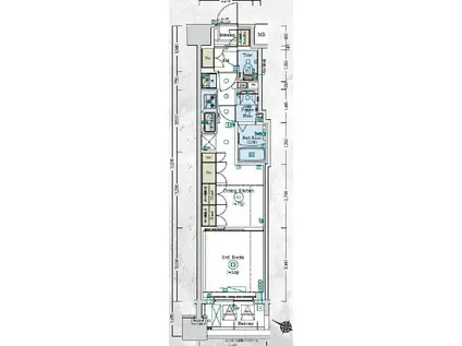 GENOVIA阪東橋IISKYGARDEN(1DK/8階)の間取り写真