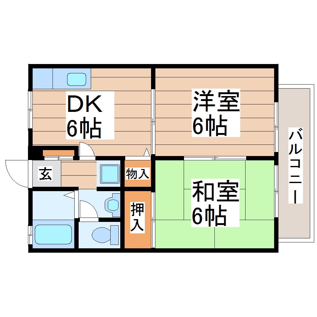 サンガーデン菊田(2DK/1階)の間取り写真