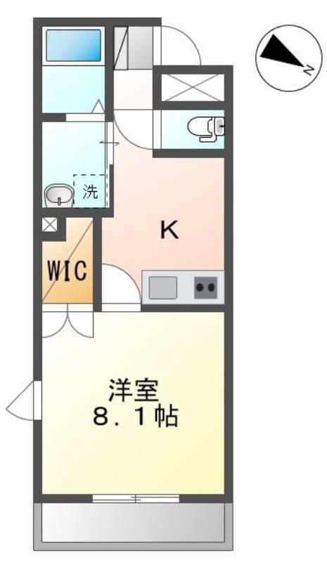 AXIS片羽町(1K/5階)の間取り写真