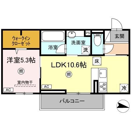 クオリティパレス千華(1LDK/1階)の間取り写真