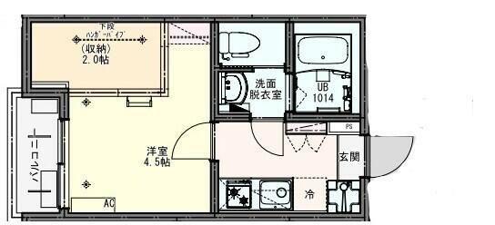 KEIAI RESIDENCE 馬橋(1K/1階)の間取り写真