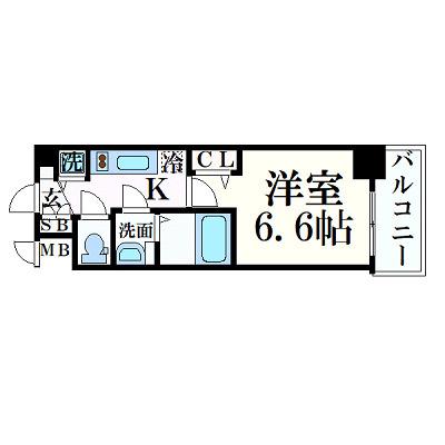 プレサンス心斎橋ブライト(1K/2階)の間取り写真