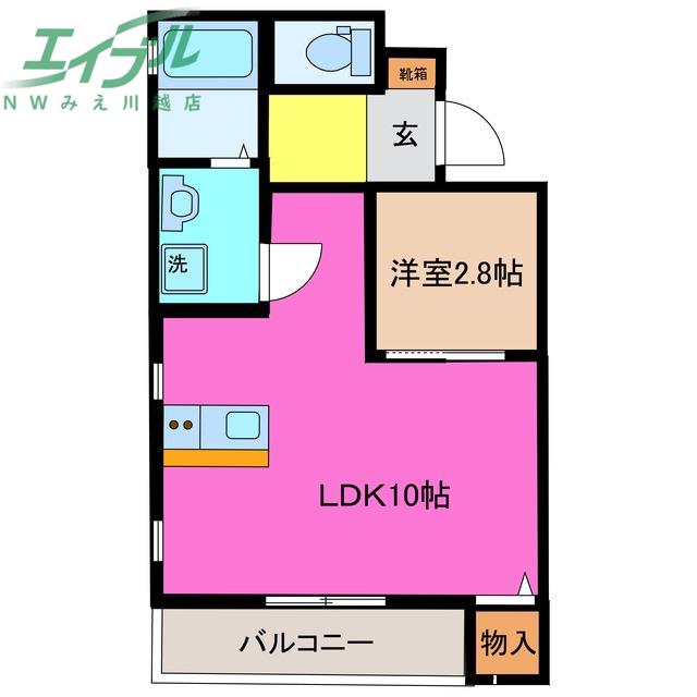 AZUR東富田(1LDK/1階)の間取り写真