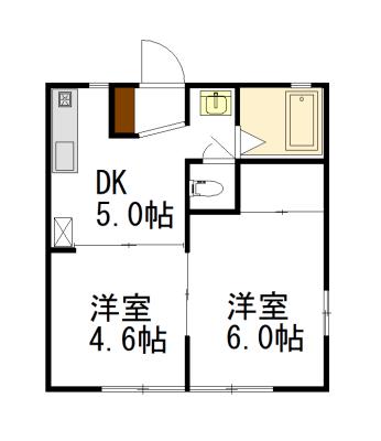 サンコート松野(2DK/1階)の間取り写真