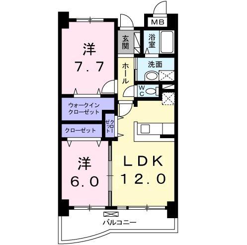 エターナル ステアズ(2LDK/5階)の間取り写真