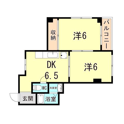 フォルトゥーナRITZ舞子坂II(2DK/3階)の間取り写真