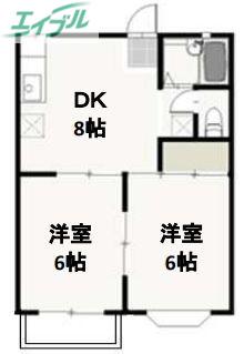コーポシオン(2DK/2階)の間取り写真