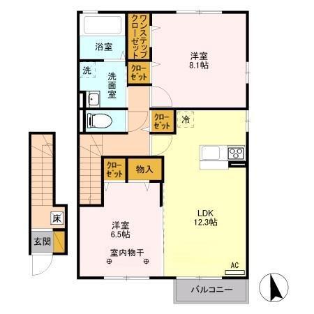 パインコートC棟(2LDK/2階)の間取り写真