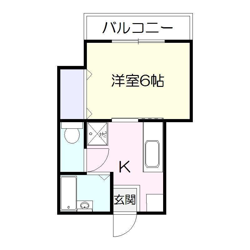 草牟田ハイツ(1K/3階)の間取り写真