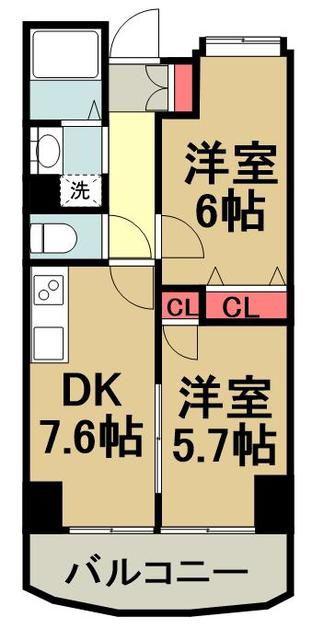 エスペランサ(2DK/4階)の間取り写真