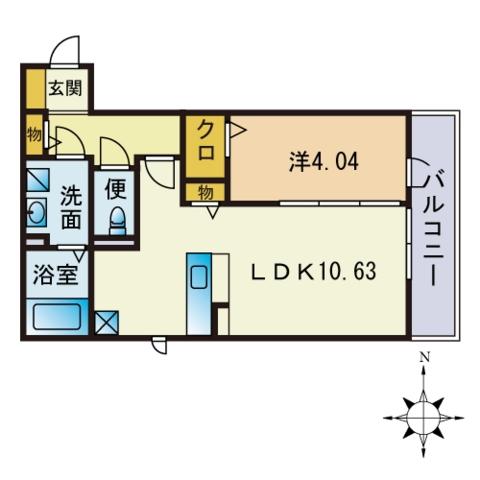 D-ROOM愛宕(1LDK/2階)の間取り写真