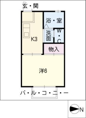 ハイツ裕望(1K/2階)の間取り写真