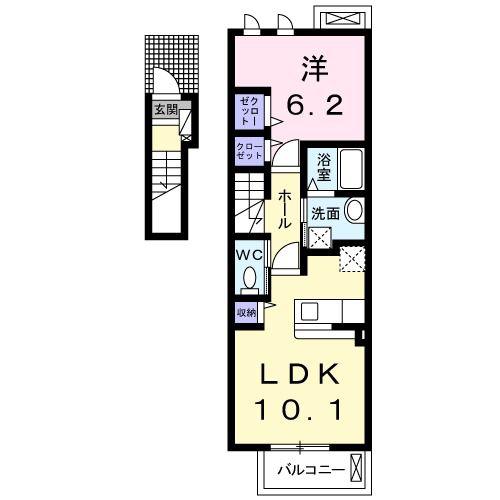 サニーガーデンE(1LDK/2階)の間取り写真