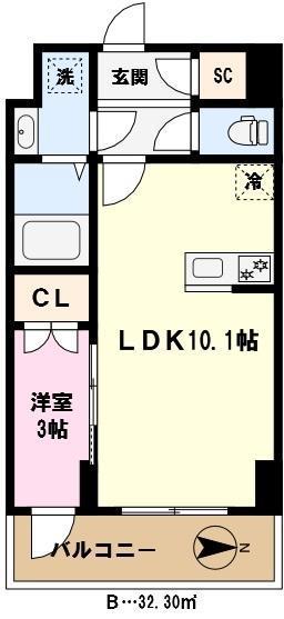 ライムレジデンスカワグチイースト(1LDK/3階)の間取り写真