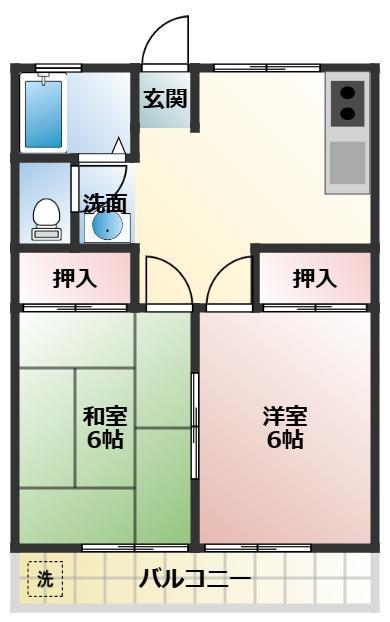 前川ハイツ(2DK/2階)の間取り写真