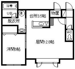 ポイント(1LDK/1階)の間取り写真