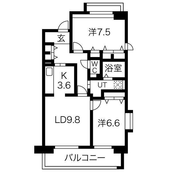 アクティ目黒駅前2号棟 2(2LDK/8階)の間取り写真